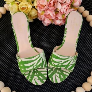 kate spade Green Tropical Print Sandals